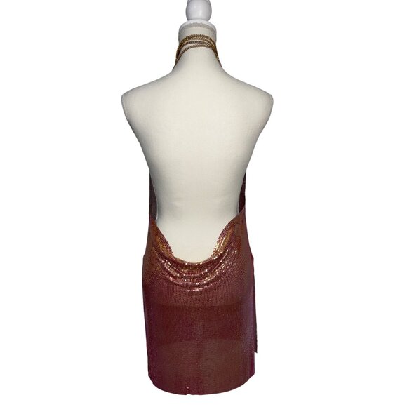 8 Other Reasons Chainmail Mini Dress in Pink One Size New Womens Party backless - Picture 8 of 11